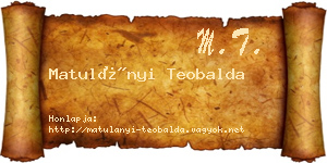 Matulányi Teobalda névjegykártya